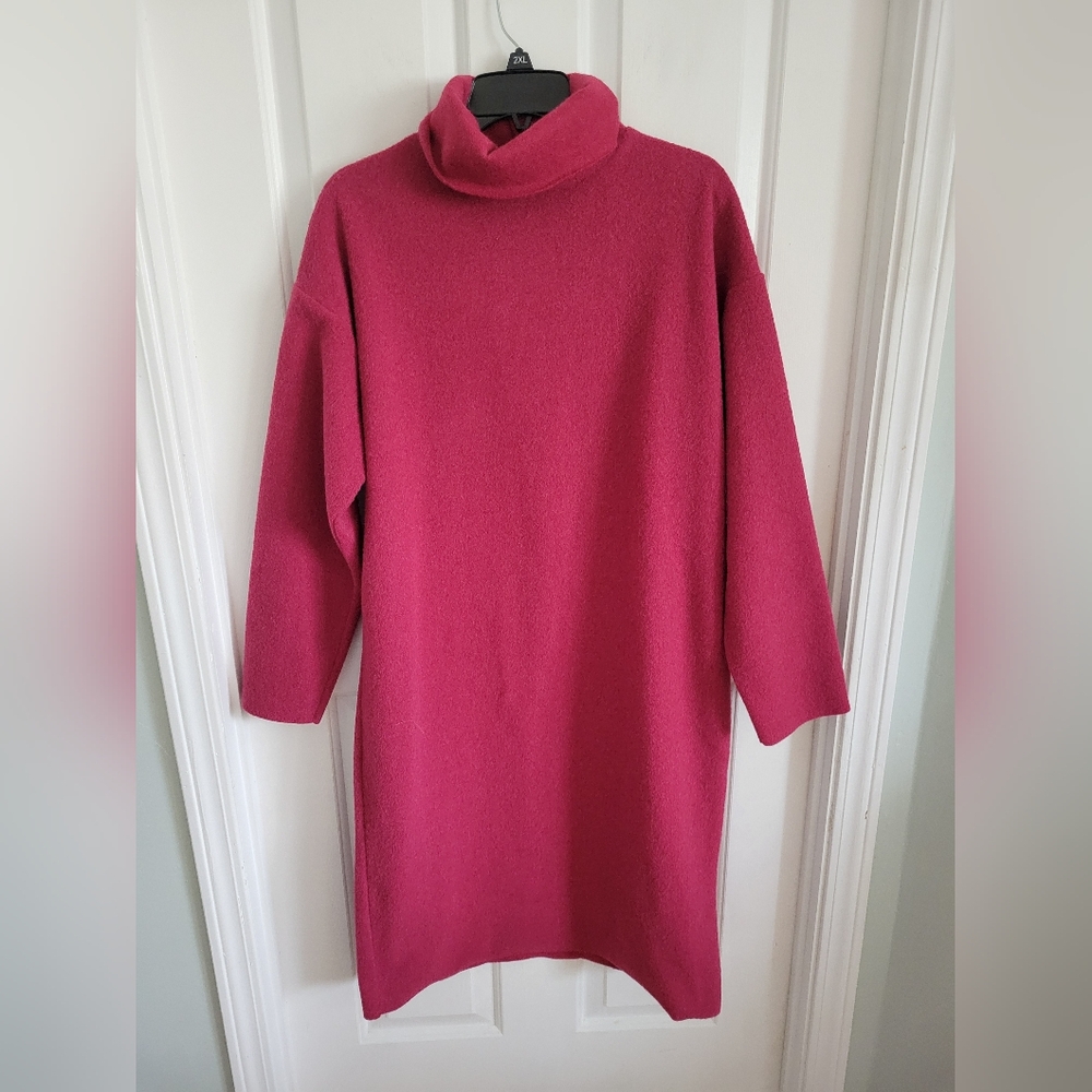 ZARA Fuchsia Pink Knit Turtleneck Sweater Long Sleeve Cozy Dress Size Small NEW
